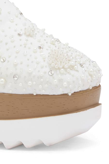 Shop Anaar White The Indian Fairy Embroidered Wedge Sneakers Online at Aza Fashions Shop_Anaar_White The Indian Fairy Embroidered Wedge Sneakers _Online_at_Aza_Fashions