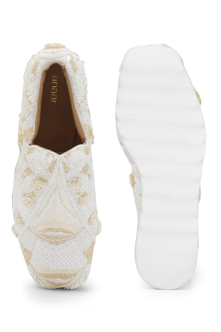 Shop_Anaar_White Embroidery Enchanted Wedge Sneakers _at_Aza_Fashions