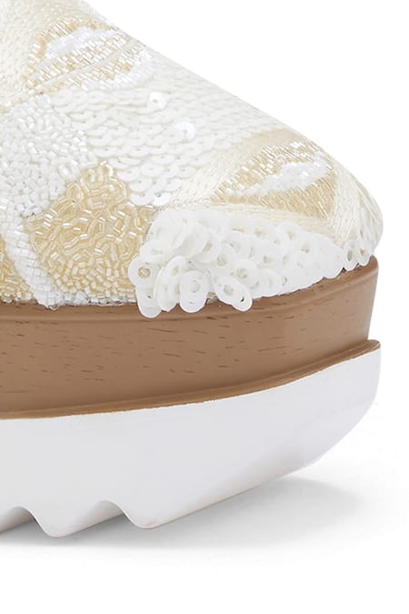 Shop_Anaar_White Embroidery Enchanted Wedge Sneakers _Online_at_Aza_Fashions