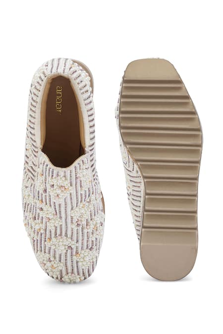 Shop Anaar White Candy Clouds Embroidered Wedge Sneakers at Aza Fashions Shop_Anaar_White Candy Clouds Embroidered Wedge Sneakers _at_Aza_Fashions