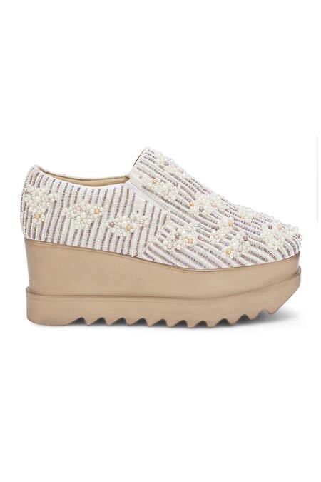 Buy Anaar White Candy Clouds Embroidered Wedge Sneakers Online at Aza Fashions Buy_Anaar_White Candy Clouds Embroidered Wedge Sneakers _Online_at_Aza_Fashions