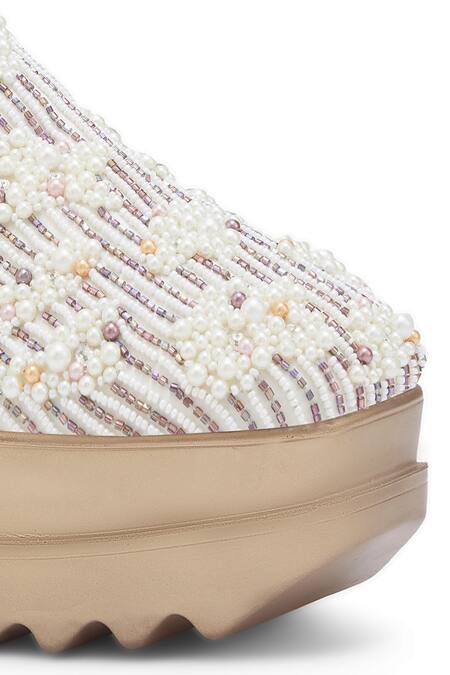 Shop Anaar White Candy Clouds Embroidered Wedge Sneakers Online at Aza Fashions Shop_Anaar_White Candy Clouds Embroidered Wedge Sneakers _Online_at_Aza_Fashions