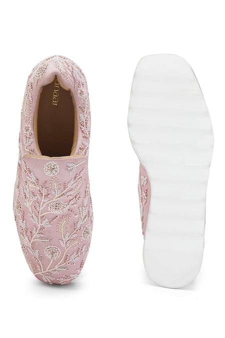 Shop Anaar Pink Jam Floral Embroidered Wedge Sneakers at Aza Fashions Shop_Anaar_Pink Jam Floral Embroidered Wedge Sneakers _at_Aza_Fashions