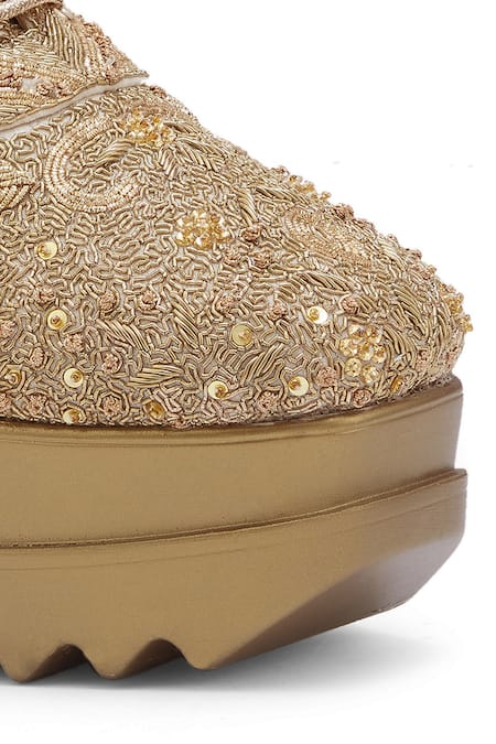Shop_Anaar_Gold Embroidery Kintsugi Wedge Sneakers _Online_at_Aza_Fashions