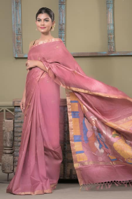 Dusala Purusha Akriti Handwoven Saree With Running Blouse 