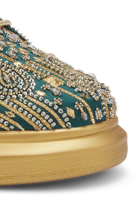 Shop Anaar Green Madam Martini Embellished Sneakers Online at Aza Fashions Shop_Anaar_Green Madam Martini Embellished Sneakers _Online_at_Aza_Fashions