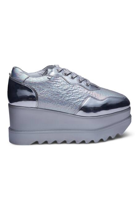 Buy_Anaar_Silver Boogie Textured Wedge Sneakers_Online_at_Aza_Fashions