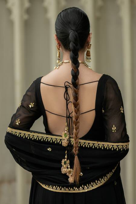 Shop Esha Koul Black Georgette, Organza, Linen Mirrors, Sequins, Anarkali With Dupatta at Aza Fashions Shop_Esha Koul_Black Georgette, Organza, Linen Mirrors, Sequins, Anarkali With Dupatta _at_Aza_Fashions