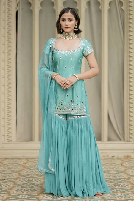 Esha Koul Emroidered Round Neck Kurta Sharara Set 