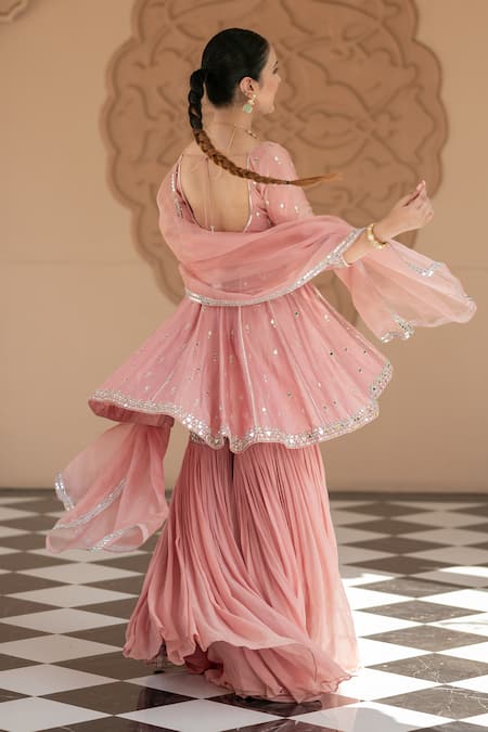 Esha Koul Mirror Embroidered Peplum Kurta Set 