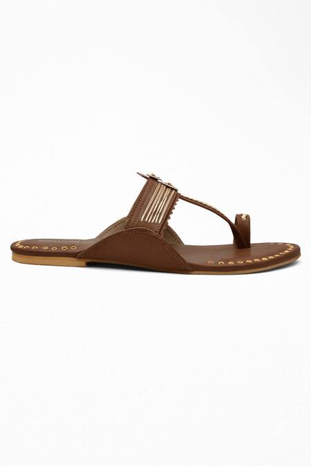 Shop Signature Sole Brown Abstract Hand Embroidered Kolhapuri Flats Online at Aza Fashions Shop_Signature Sole_Brown Abstract Hand Embroidered Kolhapuri Flats _Online_at_Aza_Fashions