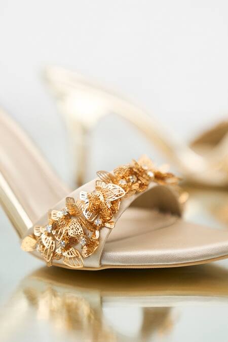 Buy Signature Sole Gold Embroidery Butterfly Strap Heels Online at Aza Fashions Buy_Signature Sole_Gold Embroidery Butterfly Strap Heels _Online_at_Aza_Fashions