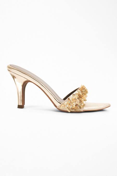 Shop Signature Sole Gold Embroidery Butterfly Strap Heels Online at Aza Fashions Shop_Signature Sole_Gold Embroidery Butterfly Strap Heels _Online_at_Aza_Fashions