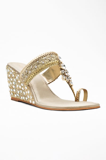 Signature Sole Mirror Embellished Wedges 