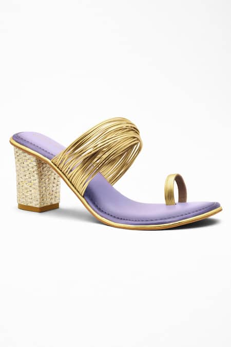 Signature Sole Layered Chudi Metallic Strap Block Heels 