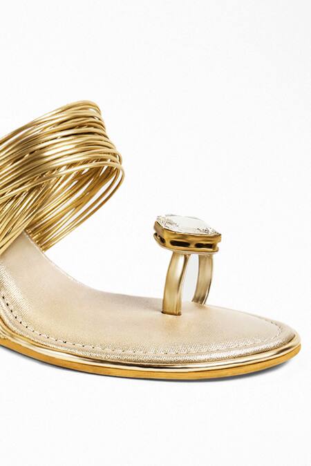 Buy Signature Sole Gold Crystals Embellished Wedge Sandals Online at Aza Fashions Buy_Signature Sole_Gold Crystals Embellished Wedge Sandals_Online_at_Aza_Fashions