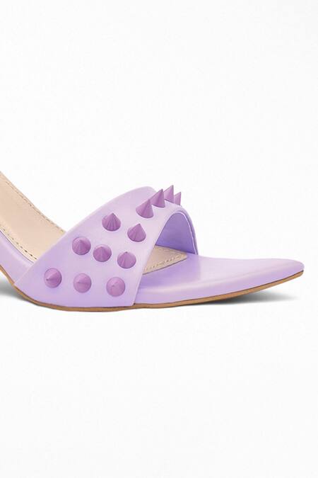 Buy Signature Sole Purple Embellished Stud Strap Pencil Heels Online at Aza Fashions Buy_Signature Sole_Purple Embellished Stud Strap Pencil Heels_Online_at_Aza_Fashions