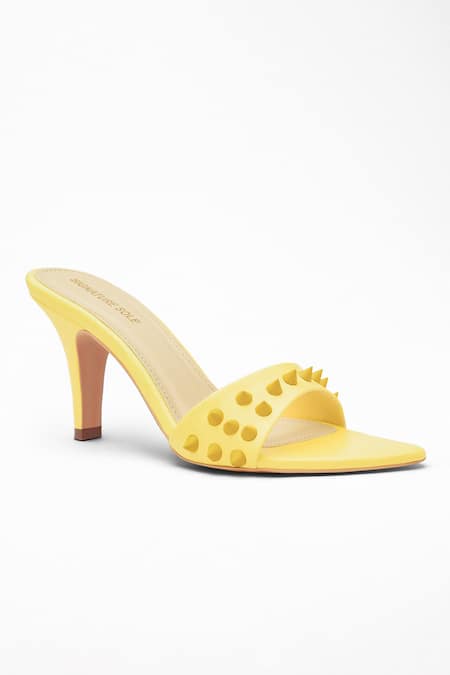 Lime Yellow Motif Block Heels – Kanvas