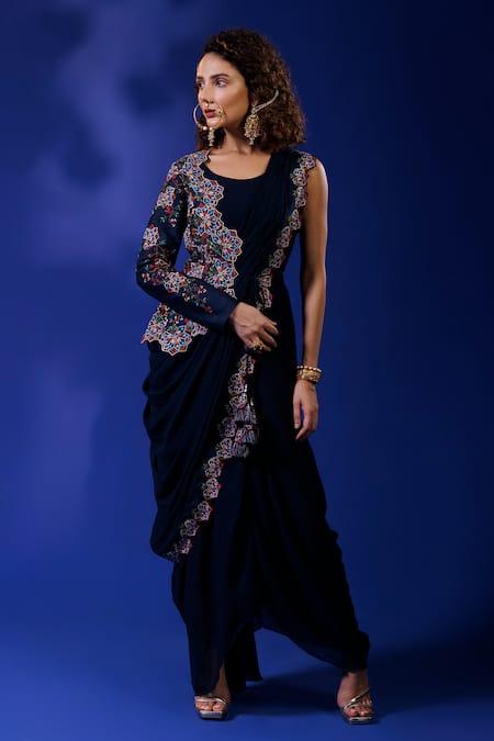 Blue Net Resham Embroidery Anarkali Suit Set | Long anarkali gown, Anarkali  gown, Gowns