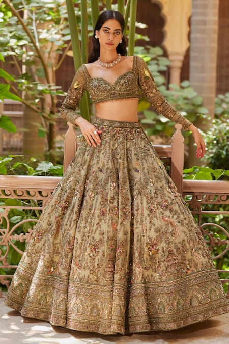 Roqa Fayroz Bird Gardenia Embroidered Bridal Lehenga Set 