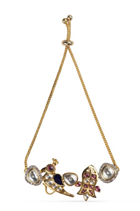 Shop Vasundhara Gold Plated Crystals, Diamonds Kundan Embellished Bracelet at Aza Fashions Shop_Vasundhara_Gold Plated Crystals, Diamonds Kundan Embellished Bracelet _at_Aza_Fashions