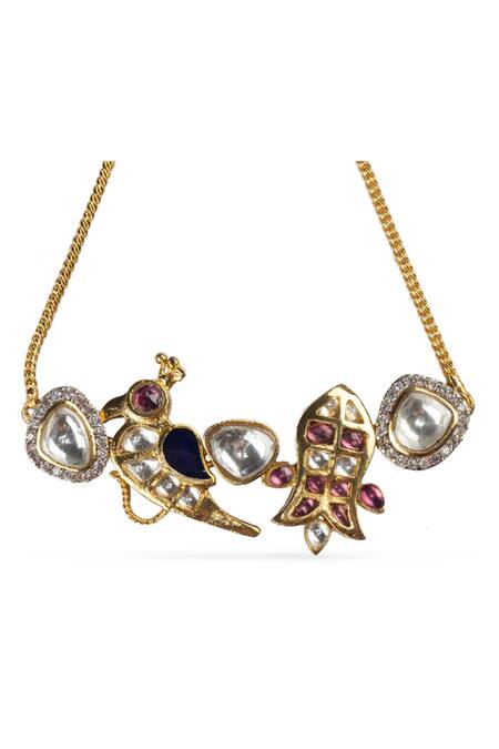 Vasundhara Gold Plated Crystals, Diamonds Kundan Embellished Bracelet Online at Aza Fashions Vasundhara_Gold Plated Crystals, Diamonds Kundan Embellished Bracelet _Online_at_Aza_Fashions