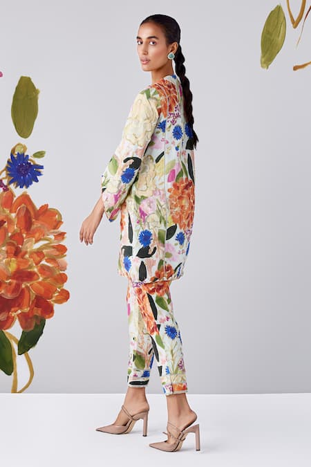 Shop Ridhi Mehra Green Chanderi Printed Floral High Orquida Kurta And Salwar Pant Set at Aza Fashions Shop_Ridhi Mehra_Green Chanderi Printed Floral High Orquida Kurta And Salwar Pant Set _at_Aza_Fashions