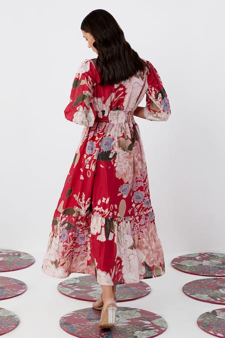 Ridhi Mehra Raizel Cockscomb Blossom Print Dress 