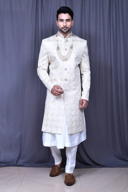 Aryavir Malhotra Floral Embroidered Sherwani Set 