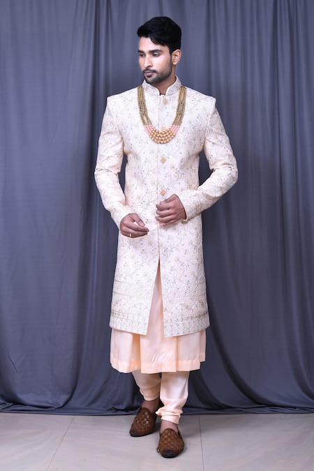 Aryavir Malhotra Thread & Floral Embroidered Sherwani Set 