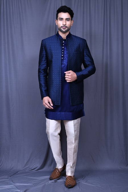 Aryavir Malhotra Floral & Thread Embroidered Sherwani Set 