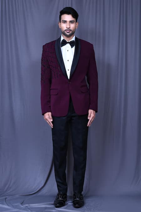 Buy_Arihant Rai Sinha_Purple Terrycloth, Satin, Silk Embroidery Side Hand Coat Set_Online_at_Aza_Fashions