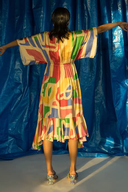 Doh Tak Keh Lipi Abstract Print Dress 