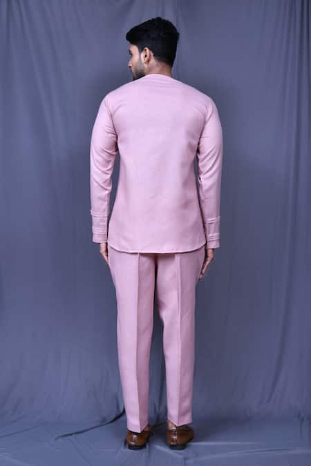 Shop_Arihant Rai Sinha_Purple Cotton Plain Shirt And Pant Set _at_Aza_Fashions