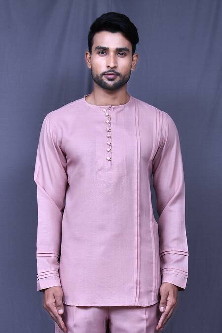 Buy_Arihant Rai Sinha_Purple Cotton Plain Shirt And Pant Set _Online_at_Aza_Fashions