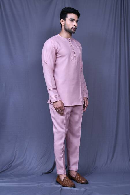 Arihant Rai Sinha_Purple Cotton Plain Shirt And Pant Set _at_Aza_Fashions