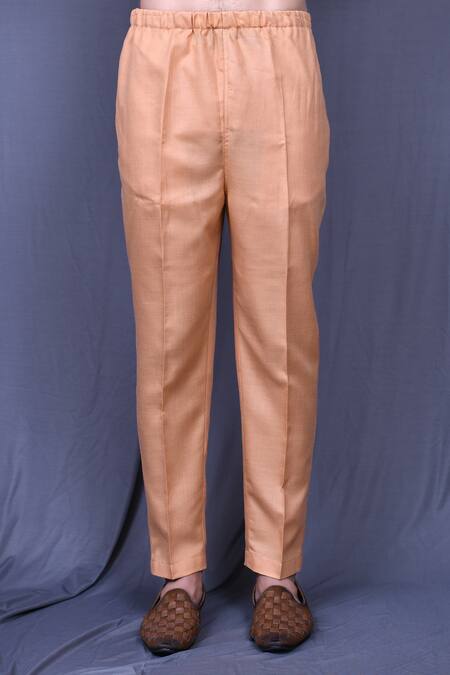 Arihant Rai Sinha_Orange Cotton Plain Shirt And Straight-fit Pant Set _Online_at_Aza_Fashions