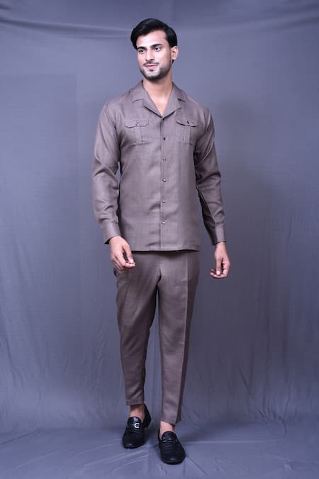 Arihant Rai Sinha Plain Shirt & Straight Pant Co-ord Set 