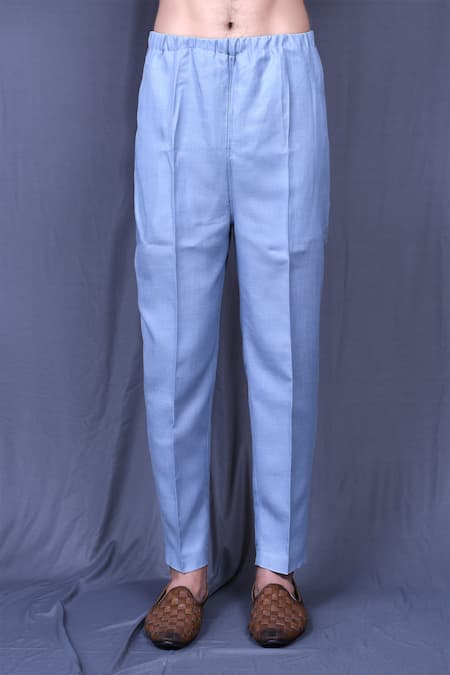 Arihant Rai Sinha_Blue Cotton Pintucked Shirt And Pant Set _Online_at_Aza_Fashions