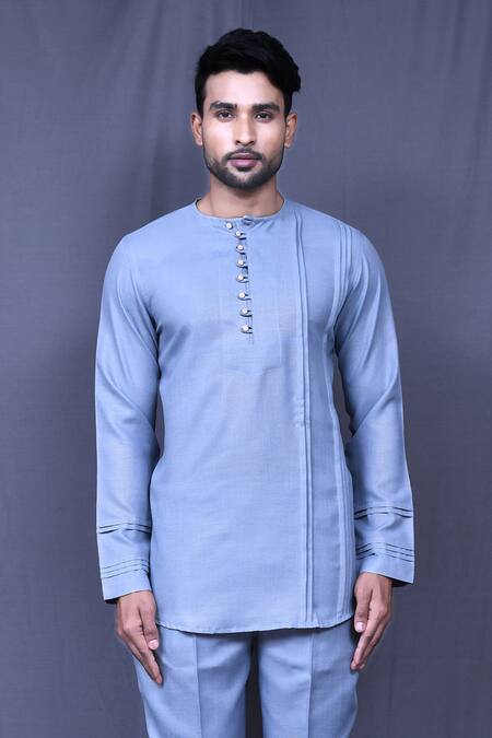 Buy Arihant Rai Sinha Blue Cotton Pintucked Shirt And Pant Set Online at Aza Fashions Buy_Arihant Rai Sinha_Blue Cotton Pintucked Shirt And Pant Set _Online_at_Aza_Fashions