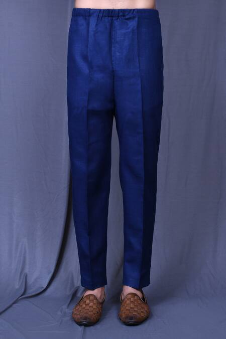Arihant Rai Sinha_Blue Cotton Plain Pintucked Shirt And Straight Pant Co-ord Set _Online_at_Aza_Fashions