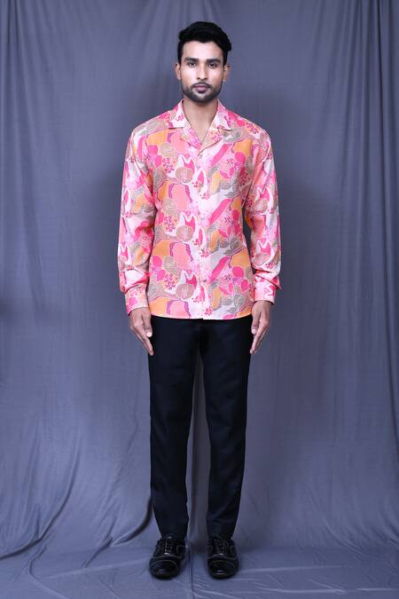 Aryavir Malhotra_Multi Color Cotton Abstract Floral Print Shirt _Online_at_Aza_Fashions
