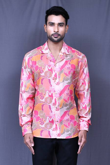 Buy Aryavir Malhotra Multi Color Cotton Abstract Floral Print Shirt Online at Aza Fashions Buy_Aryavir Malhotra_Multi Color Cotton Abstract Floral Print Shirt _Online_at_Aza_Fashions