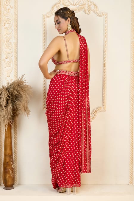 Ariyana By Aza Zari Embroidered Pre-Draped Saree With Bustier 