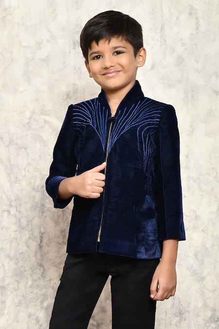 Boys blue hot sale velvet jacket