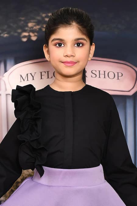 Buy Petite Pomme Purple , Poplin, Satin Embroidery Top With Contrast Diva Skirt Online at Aza Fashions Buy_Petite Pomme_Purple , Poplin, Satin Embroidery Top With Contrast Diva Skirt _Online_at_Aza_Fashions