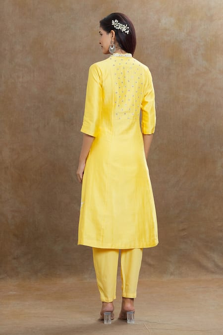 1999ad By Amita & Deepak Embroidered Chanderi Kurta Pant Set 