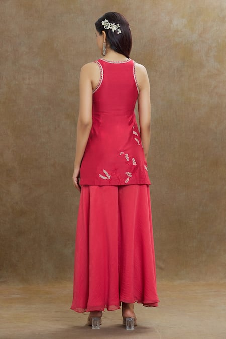 1999ad By Amita & Deepak Embroidered Chanderi Kurta Sharara Set 