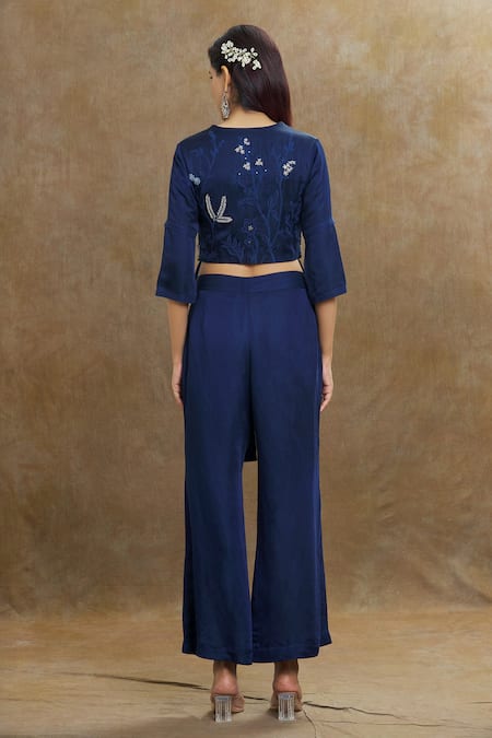 1999ad By Amita & Deepak Collar Embroidered Jacket & Pant Set 