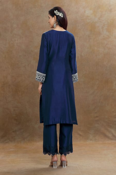 1999ad By Amita & Deepak Chanderi Embroidered Kurta Pant Set 